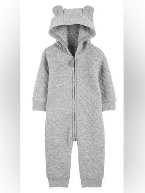 Carter’s Zip-front Bear Ears Hooded Quilted Romper